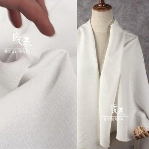 White Chiffon Fabric Bamboo Grain Texture Similar Hemp Cloth DIY Patchwork Decor Clothes Shirt Skirt Dress Designer Fabric