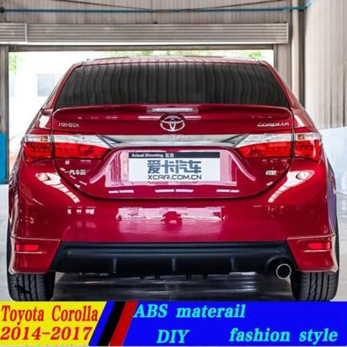 Use for toyota corolla spoiler 2014-2017 corolla lip spoiler with LED light High Quality ABS Material Car Rear Wing Primer Color