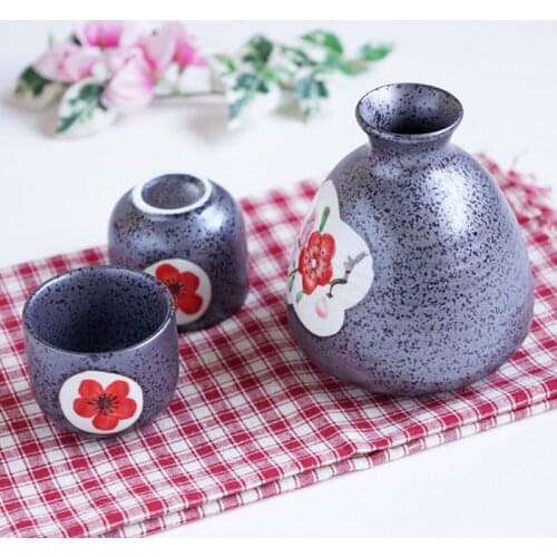 Japanese style ceramic sake bottle set Chinese antique white yellow wine liquor cup pot winware gift box