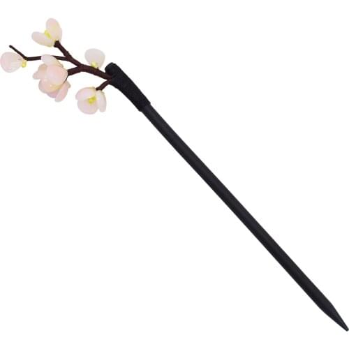 Classic Pink White Flower Hair Sticks Bridal Wooden Hairpins For Women Hanfu Head Costume Chopsticks Chinese Hair Accessories
