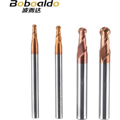 1pc HRC50 Tapered Ball Nose End Mill Tungsten Coated Ball Head Cutter Tungsten Steel R0.5-R6mm CNC Engraving Bit