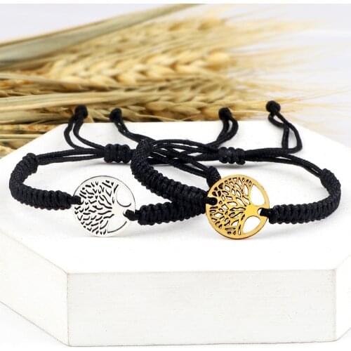 Hot 2pcs Tree of Life Bracelet Set Couple Distance Handmade Thread Buddhist Bracelets Adjustable Boho Bangles Wristband Jewelry