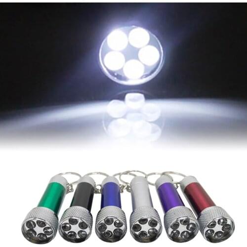 Mini LED Flashlight Outdoor Camping Hiking Walking Portable Pocket Hand Torch with Key Ring Aluminum Alloy 5LEDs Flashlight