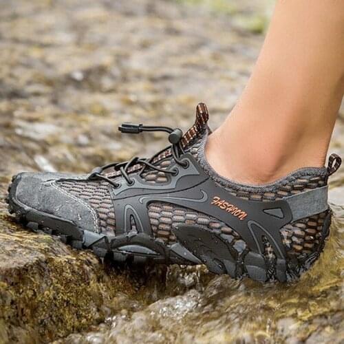 New Style Men Mesh Aqua Shoes Outdoor Professional Non-slip Durable Trekking Upstream Shoes Male Cool Hiking Wading Water Sports