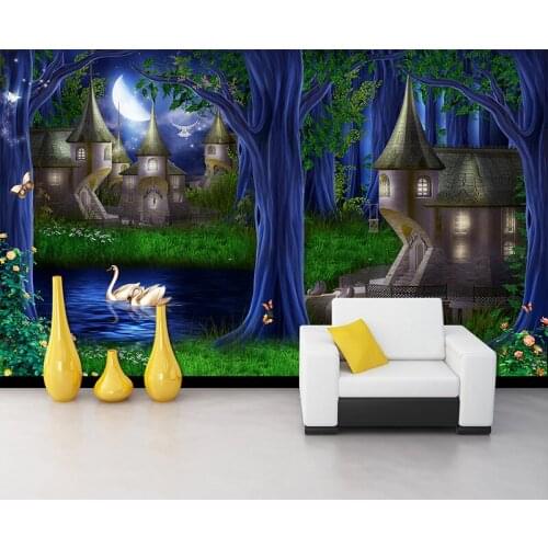 Bacaz Custom 3D Wall Murals Wallpaper Retro Hand-paint Floral Castle Wall Painting Living Room Bedroom Home Mural Wallpaper