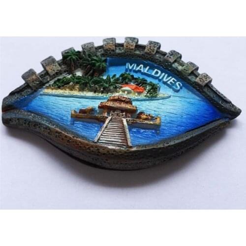 New Design Eye Shaped Maldives Fridge Magnets Travel Tourist Souvenirs 3D Island Landscape Refrigerator Magnetic Stickers