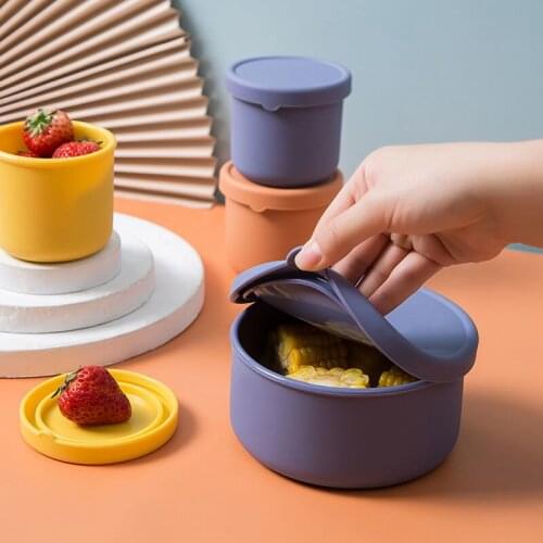 New Multifunctional Silicone Lunch Box with Lid Fruit and Vegetable Fresh Keeping Box Graduated Cup Lunch Box for Office Workers