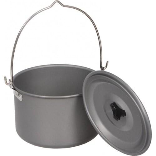 4.2L Camping Hanging Pot Outdoor Picnic Hiking Aluminum Alloy Big Hanging Tea Pot Pan Kettle with Mesh Bag