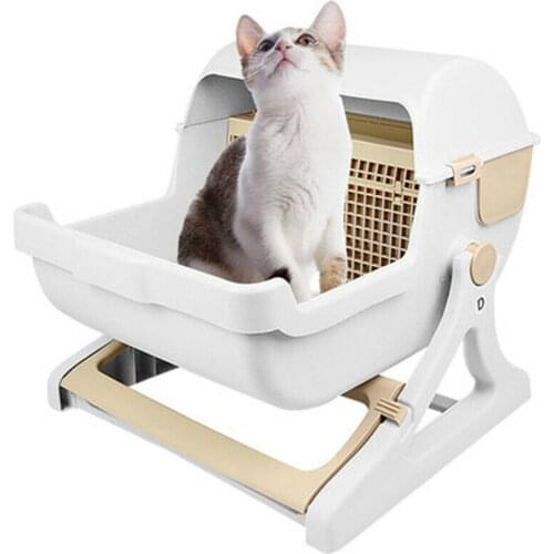Pet Cat Litter Box Semi-Automatic Quick Cleaning Luxury Cat Toilet Indoor Cat Sandbox Cat Toilet Loo Tray Flip Cover Cat Bedpans