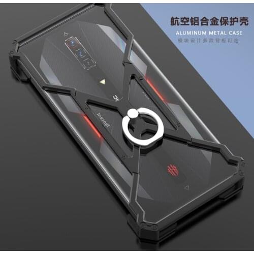 Luxury Shockproof Aluminum Metal Armor Ring Case For Nubia Red Magic 6 Pro Aluminium Bumper Case Metal
