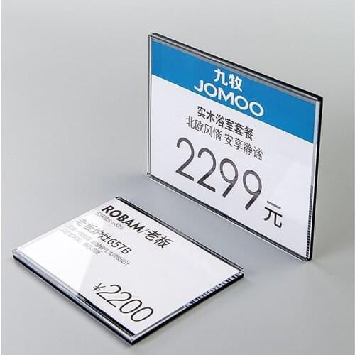 Transparent Cover Back Base Wall Mounted Price Tag Shef Price Display Frame Supermarket Label Holder Picture Frame Desk Sign