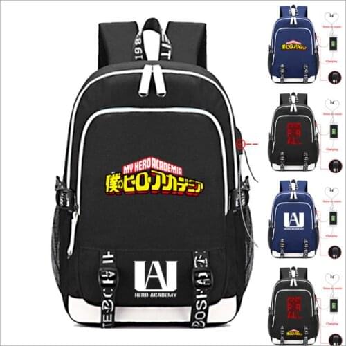 My Boku No Hero Academia USB Charging Laptop Backpack Shoulder School Bag Satchel Knapsack Waterproof Travel Rucksack Teenager