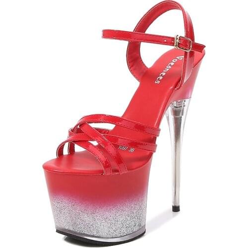 Summer Women Shoes big Size 43 Classics 17 cm Super High Heel Patent Leather Sandals Female Shoes Ladies Sexy Pumps Pole Dance