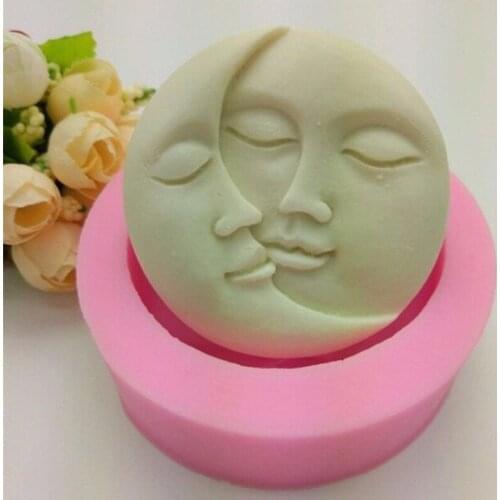 Pink Cake Mold Round Shape Sun Moon Faces Silicone Mold DIY Fondant Chocolate Soap Cake Decorating Tools Kithen Baking Tool