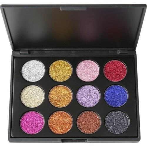 12Colors The Shadows of Eye Colorful Diamond Sequins Eyeshadow Eyes Glitter Powder Makeup Palette Cosmetic