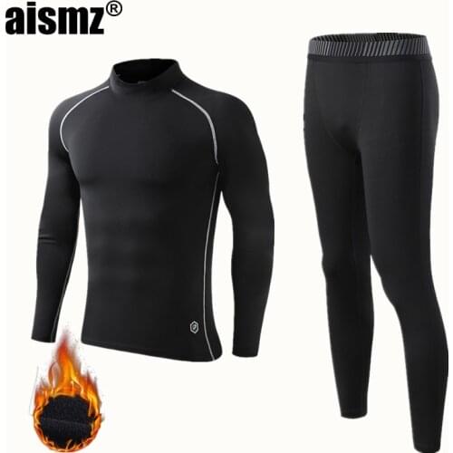 Aismz New Winter Thermal Underwear Boy & Men Warm First Layer Man Sport Rashgard Fleece Compression Second Skin Long Johns