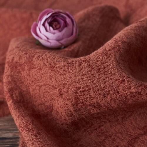 Cotton and linen fabric for dress Jacquard weave fabric Chinese Wind Palace Flowers High-grade, Luxurious and Soft fabrics