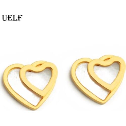 Uelf 2019 Trendy Elegant Girls Shell Earrings Korea Style Personality Heart Shape Ear Accessories Statement Gift For Women