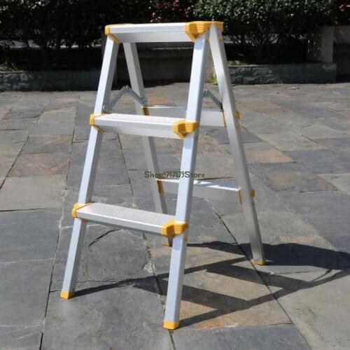 Thickened Household Folding Herringbone 2 Small Ladder 3 Steps Aluminum Alloy Double Side 3 Escalator 4 Climbing Portable Car Wa