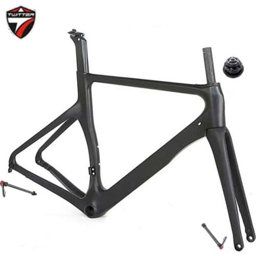 Bike Carbon Frame+Fork Twitter R3 Road 700c 18k Disc Brake Thru Axle Racking Road Pneumatic Broken Air With Headset