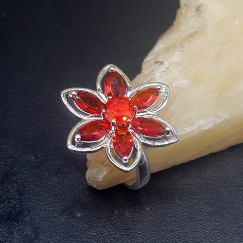 Gemstonefactory Jewelry Big Promotion Single Unique 925 Silver Gushing Red Garnet Women Men Gifts Band Rings 7.5# 20213032