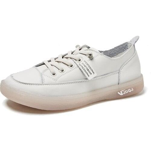 Women Leather Sneakers Light White Autumn Female New Fashion Casual Breathable Sports Shoe
