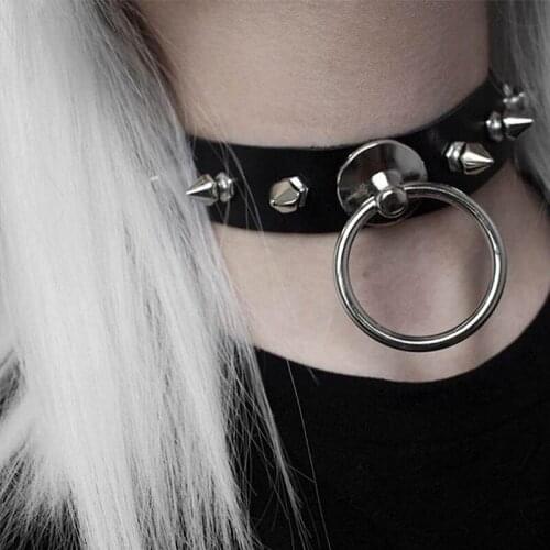 Rivet Choker Belt Collar Women Pu Leather Goth Necklace for Women Party Club Chocker Sexy Gothic Jewelry