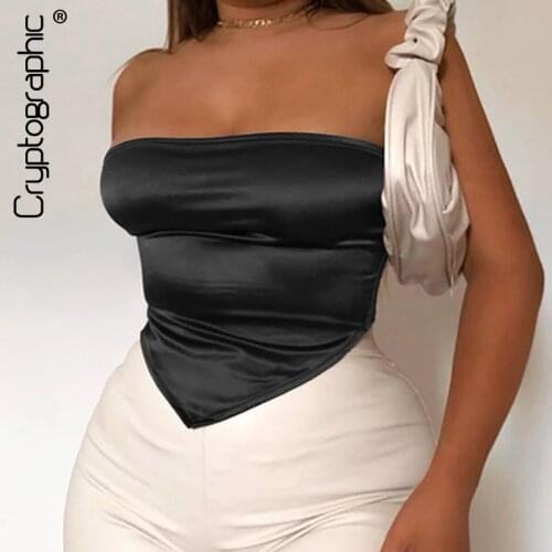 Cryptographic Strapless Scarf Crop Tops for Women Fashion Sleeveless Backless Club Party Sexy Wrap Mini Tube Top Cropped Solid