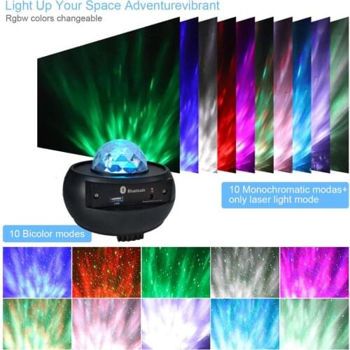 Starry Water Wave LED Star Night Light Music Bluetooth USB Remote Control LED Projector Light Christmas Decor