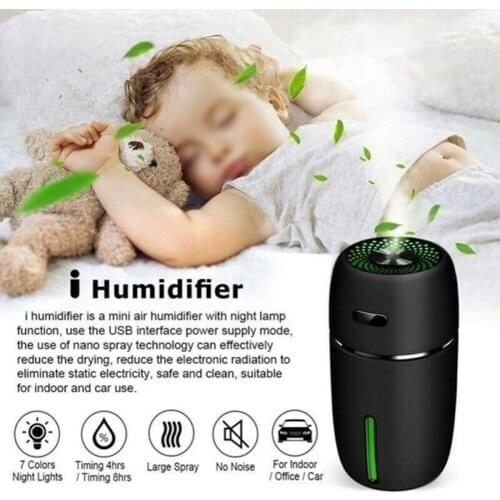 1PC Air Purifier 7 Colors Car Black LED Night Light Silent Operation Diffuser Purifier