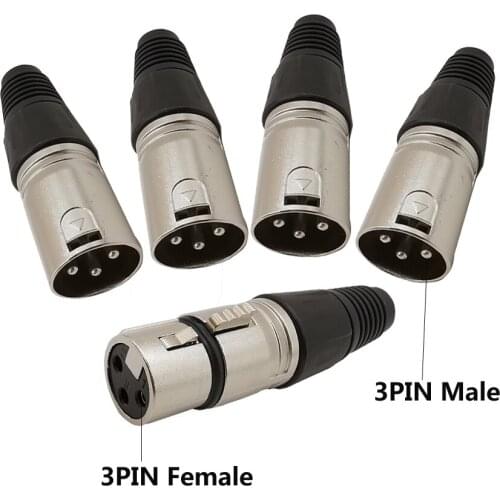 100PCS 3Pin Audio XLR Connectors Soldering Type Microphone Male and Female Cannon Plug Cable Terminals for MIC