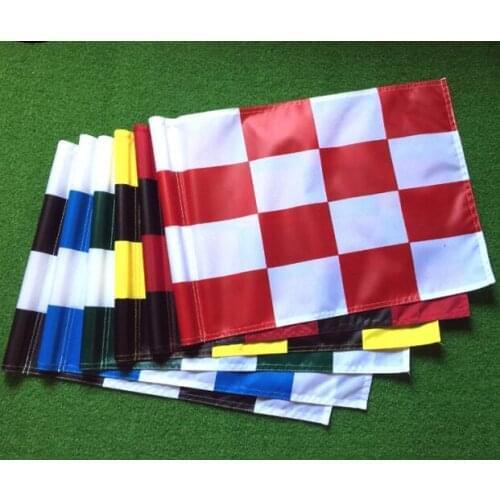 18pieces/bag Top quality checked nylon golf flags golf waterproof lattice golf flags free shipping
