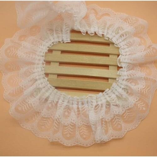 21Yards Ruffle Lace Pleated Trim Dress Decoration Tulle Fabric Applique White 8cm Wide Trimming Craft Sewing Apparel