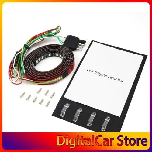 60 Inch Double LED Tailgate Side Bed Light Bar Strip Sequential Amber Turn Signal Red/White Reverse Stop for Pickup SUV