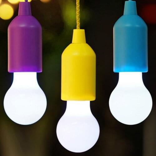 A5KC Portable Colorful LED Hanging Lamp Drawstring Light Tent Camping Light Bulb Outdoor Home Night Light