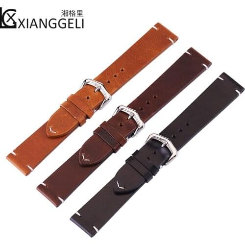 Watch accessories 18mm 20mm 22mm 24mm explosion leather strap oil wax retro oily color leather strap Mens business smart strap