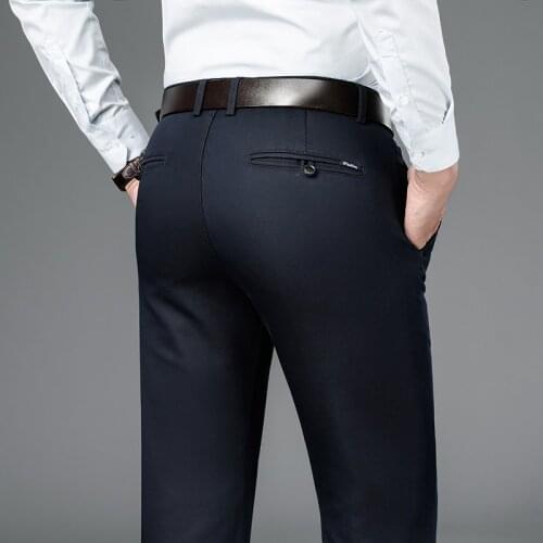 2021 Spring New Mens Bamboo Fiber Business Casual Pants Classic Style Fashion Stretch Cotton Trousers Male Autumn Brand Clothes