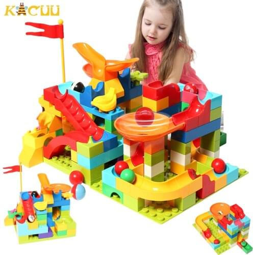 2020 Newest Marble Race Run Maze Ball Tracks Building Blocks Children DIY Funnel Slide Block Bricks Toys For Children Gift