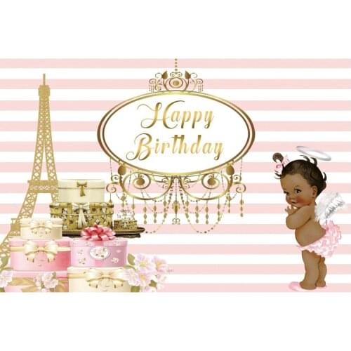 Princess Backdrop Happy Birthday Pink Photography Background Celebration Photo Booth Studio Decor