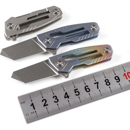 Freewolf 3 Handle Colors Mini Small Flipper Folding Knife D2 Stone Wash Tanto Blade TC4 Titanium Alloy Handle H0123