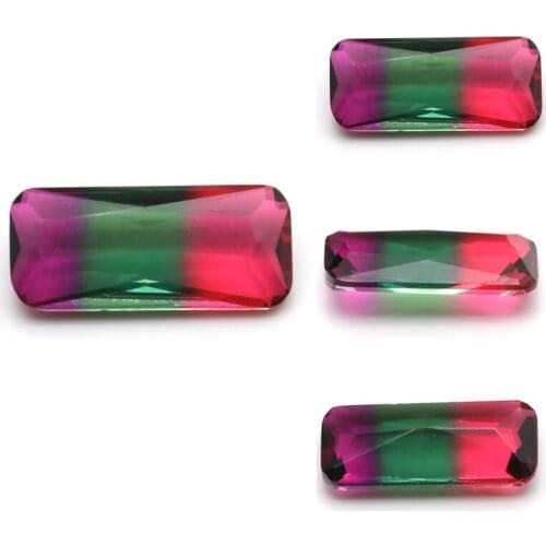 China rectangle Loose Imitation Natural Synthetic Gradient Tourmaline Price Mixed Colour Glass Loose Stone