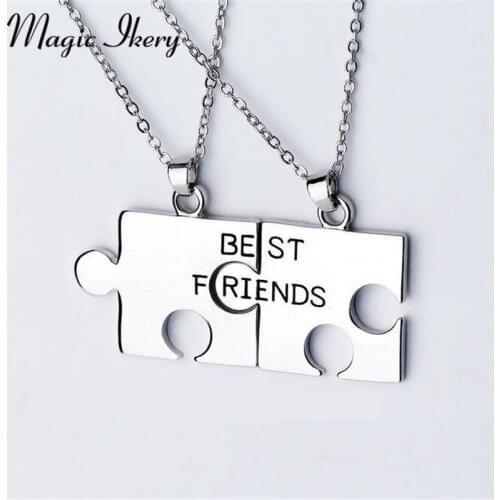 Magic Ikery 2 Pcs/Set Fashion Puzzle Pendant Necklace For Women Men Best Friend Letter Necklace Jewelry YT-N111