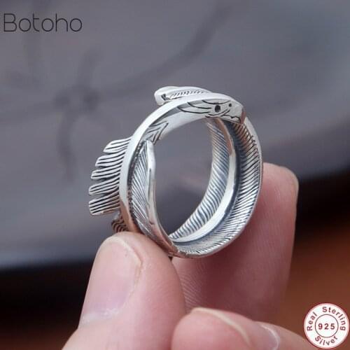 Takahashi Goro ring opening eagle feathers 100% S925 sterling silver colour 925 ring for men women Christmas gift fine jewelry