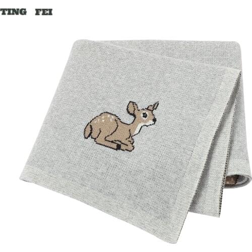 Soft Deer Newborn Cotton Knitted Toddler Swaddle Wrap Stroller Basket Cover Infant Crib Super Soft Baby Blankets Bedding Quilt