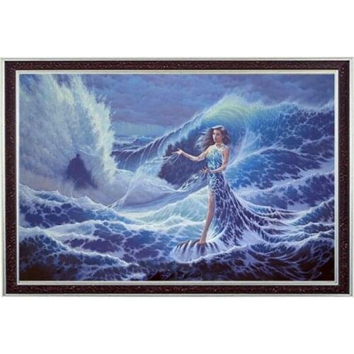 New Needlework,Mermaid sea people Beauty DIY 14CT canvas Aida Cross stitch,SetsFor Embroidery kits,Cross-Stitching decor Crafts