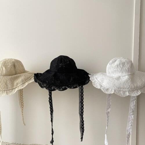 New Summer Girls Hepburn Summer Girls Lace French Big Basin Sun Solid Color Hat