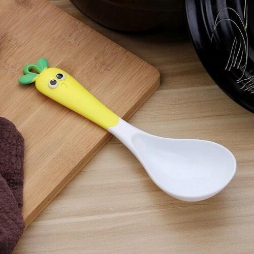 New 1Pcs Cute Radish Tableware Rice Ladle 3 Colors Long Handle Soup Spoon Meal Dinner Scoops Kitchen Supplies Cooking Tool