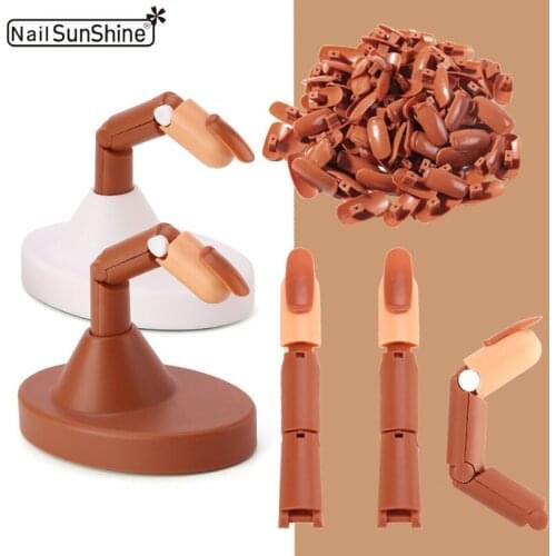 Nail Practice Equipment Flexible Nail Training Finger Kits With 100pcs False Nails Adjustable Manicure Hand For Varnishes Tools