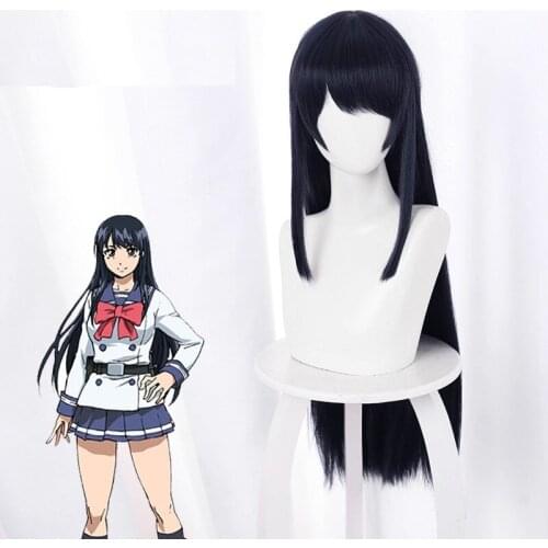 Tenkuu Shinpan Yuri Honjou Wig High-Rise Invasion Long Dark Blue Wigs Heat Resistant Synthetic Halloween Cosplay Props 80cm