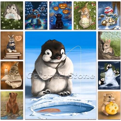 Full Diamond mosaic Animal cat rabbit swan Diamond painting Cross stitch squirrel penguin 5d Diamond embroidery panda bear mouse